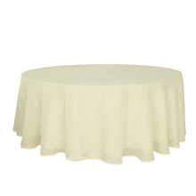 120 Inch Ivory Round Linen Tablecloth With Textured Slubby Finish