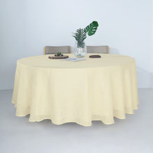 Round 120 Inch Ivory Linen Tablecloth With Slubby Texture