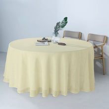 Ivory Round Tablecloth Of 120 Inch Diameter In Linen With Slubby Texture