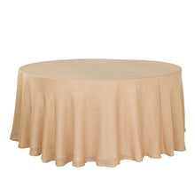 120 Inch Round Natural Linen Tablecloth Slubby Texture Wrinkle Resistant