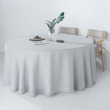 Slubby Textured Round Linen Tablecloth 120 Inch Wrinkle Resistant Cover In Silver 