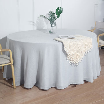 Wrinkle Resistant Silver Seamless Round Tablecloth for Lasting Elegance