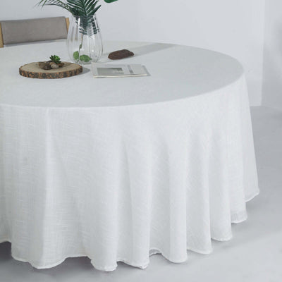 White round tablecloth draping elegantly over a table.