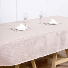 Blush & Rose Gold Color Linen Slubby Textured Rectangle Wrinkle Resistant Tablecloth 60 Inch x 102 Inch