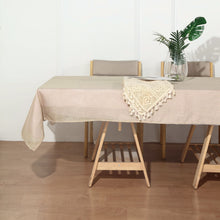 Beige Linen Slubby Textured Wrinkle Resistant Rectangular Tablecloth 60 Inch x 102 Inch