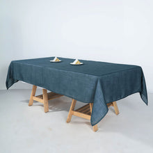 60 Inch x 102 Inch Blue Linen Rectangular Tablecloth With Slubby Texture