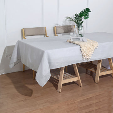 Experience Unmatched Elegance with a Silver Seamless Rectangular Tablecloth