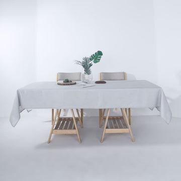 Add Elegance and Charm to Your Event with a Silver Seamless Rectangular Tablecloth