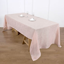 Linen 60 Inch x 126 Inch Tablecloth With Wrinkle-Resistant Rectangular In Blush Rose Gold 