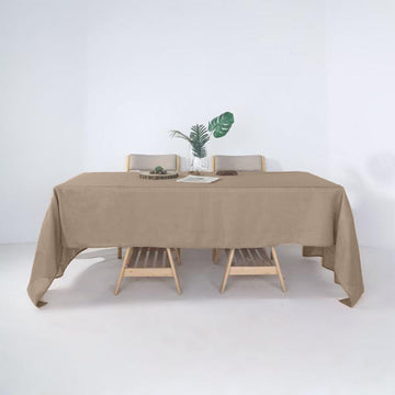 Elegant Taupe Seamless Rectangular Tablecloth for Stylish Events