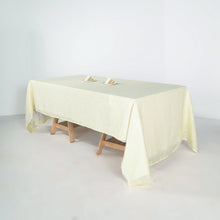 Linen Rectangular Tablecloth 60 Inch x 126 Inch Ivory Wrinkle Resistant With Slubby Texture