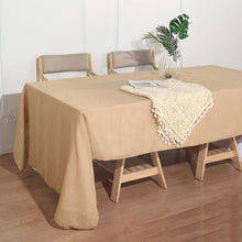 Natural Linen Rectangular Tablecloth With 60 Inch x 126 Inch Slubby Texture