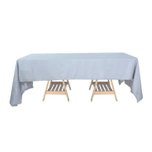 Rectangular Tablecloth 60 Inch x 126 Inch Silver Wrinkle Resistant Linen With Slubby Texture