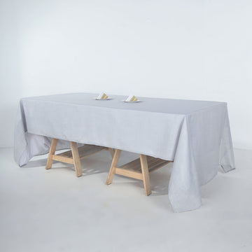 Elegant Silver Seamless Rectangular Tablecloth for Stylish Events