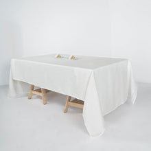 White Slubby Textured Linen Tablecloth 60 Inch x 126 Inch Wrinkle Resistant