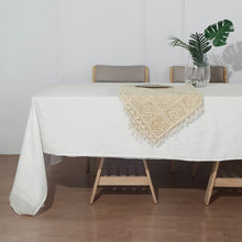 60 Inch x 126 Inch White Wrinkle Resistant And Slubby Textured Linen Tablecloth 