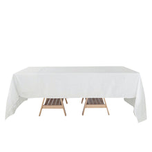 Wrinkle Resistant White Linen Tablecloth With Slubby Texture 60 Inch x 126 Inch