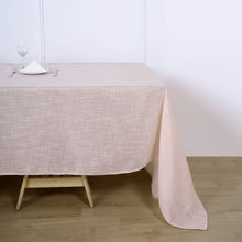 90 Inch x 132 Inch Rectangular Blush Rose Gold Linen Table Overlay With Slubby Texture