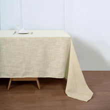 Beige Rectangular Tablecloth With Slubby Texture 90 Inch x 132 Inch Wrinkle Resistant