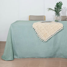 Slubby Textured Dusty Blue Rectangular Linen Tablecloth 90 Inch x 132 Inch Wrinkle Resistant