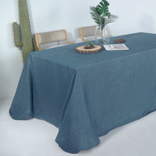 90 Inch x 132 Inch Blue Wrinkle Resistant Rectangular Linen Tablecloth With Slubby Texture