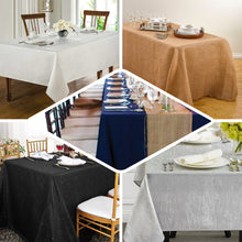 Rectangular Table Cover White 90 Inch x 132 Inch Slubby Textured Linen Wrinkle Resistant
