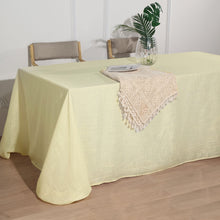 Ivory Linen Rectangular Tablecloth With 90 Inch x 132 Inch Slubby Texture