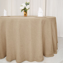 108 Inch Boho Chic Natural Colored Jute Faux Burlap Round Tablecloth 