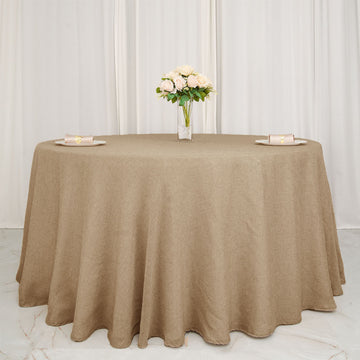 Natural Jute Seamless Faux Burlap Round Tablecloth Boho Chic Table Linen 108 - Add Rustic Elegance to Your Event Decor