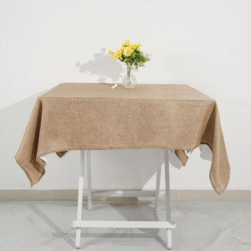 Natural Jute Seamless Faux Burlap Square Tablecloth Boho Chic Table Decor 54"