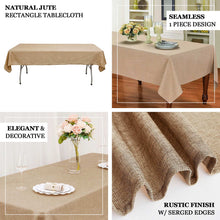Natural 54 Inch x 96 Inch Rectangle Boho Chic Jute Faux Burlap Tablecloth 