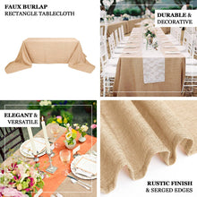 Natural 90 Inch x 156 Inch Rectangle Boho Chic Jute Faux Burlap Tablecloth 