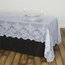 White 60 Inch x 126 Inch Rectangular Oblong Tablecloth In Premium Lace
