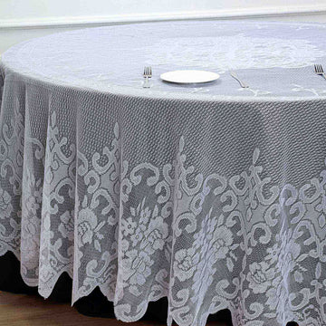 Premium Lace White Round Seamless Tablecloth 120
