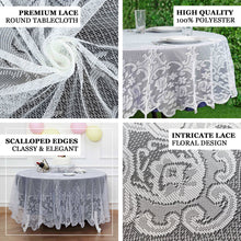 Ivory Round Tablecloth 90 Inch Premium Lace Fabric