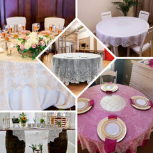 Premium Lace Round Tablecloth 90 Inch White Color