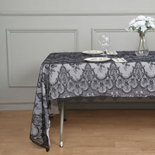 Vintage Classic Black Lace Scalloped Frill Edged Tablecloth 60 Inch X 120 Inch