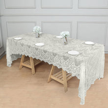 60 Inch x 120 Inch Ivory Rectangle Lace Tablecloth In Vintage Style