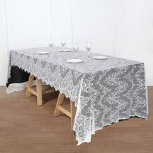 Rectangle Tablecloth White Floral Lace 60 Inch By 120 Inch Scalloped Frill