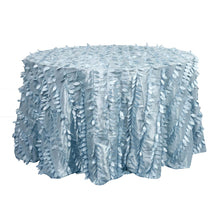 Round Dusty Blue 3D Leaf Petal Taffeta Tablecloth - 120 Inch - 