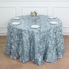 3D Leaf Petal Taffeta Dusty Blue Round Tablecloth - 120 Inch  