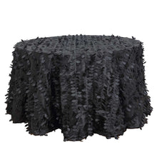 120 Inch Taffeta Tablecloth In Black With Round Shape And Leaf Design