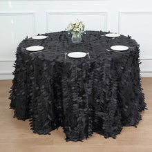 120 Inch Taffeta Tablecloth With Leaf Petal Design Black And Round