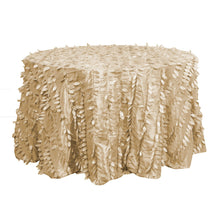 Round Champagne Tablecloth-120 Inch with 3D Leaf Petal Design