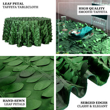 Green Leaf Petal Taffeta Tablecloth for 120 Inch Round