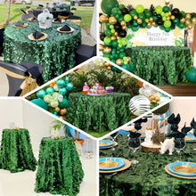 120 Inch Round Tablecloth in Leaf Petal Taffeta Green