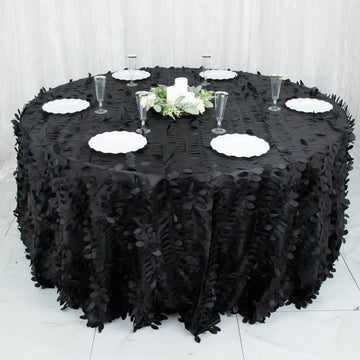 Black 3D Leaf Petal Taffeta Fabric Tablecloth: The Perfect Gift