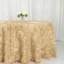 Champagne Leaf Petal Taffeta Round Tablecloth 132 Inch