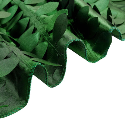 Green leaf garland with ruffled edges on a white background