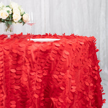 Red Leaf Petal Design Taffeta Round Tablecloth - 132 Inch 